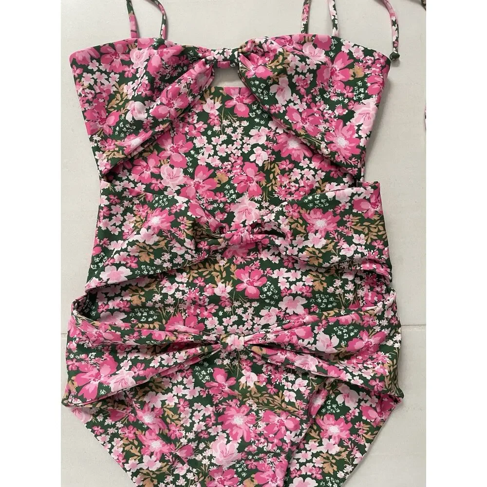 Aila Blue Swim One Piece Swimsuit Carmella Ditsy Floral Beach Summer Coquette
